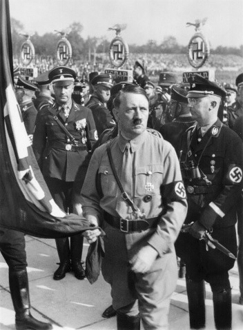 Adolf Hitler and Heinrich Himmler at the 1934 flag consecration